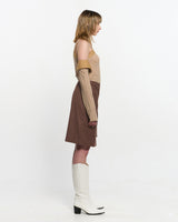 リボンタイスリットスカート _ BROWN