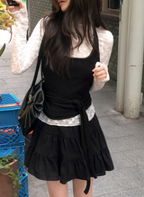 DN Cotton100 Tiered Mini Skirt Pants (2color)