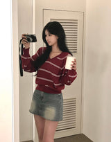 [MADE] Rollipop, striped V-neck knit