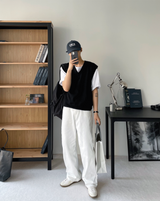ベージュ & ホワイトシンプルスニーカー