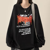 ベノムフレイムレタリングリバースプリントオーバーフィットロングスリーブTシャツ