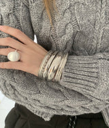 Mixed silver bangle SET