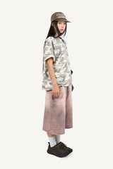 Sand-washed Bermuda denim pants