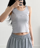 (W)S カットアウトリブスリムノースリーブTシャツ_3 Color