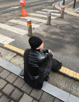 No.1614 レザージャージジップアップ