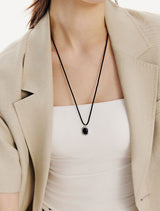 26SS★ [Premium Plating] H-Emblem AB(W) Onyx Necklace