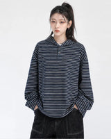 (UNISEX) Multi Stripe Hood Long Sleeve