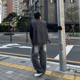 DP725013534026 ブラックジーンズデニムベスト