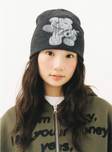 Teddy Symbol Beanie - Charcoal