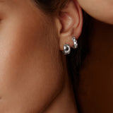 silver cosmic chunky huggie hoop rhodium plating + 925 silver earrings E066-09H