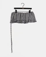 Esseon Checkered Layered Mini Wrap Skirt