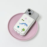 dolphin white leather card wallet set