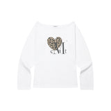 シエラ レオパード ハート ワンショルダー Tシャツ (2Color)