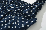 Navy Dotted Square Neck Flared Dress