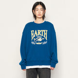UNISEX EARTH グラフィックオーバースウェット[ブルー]