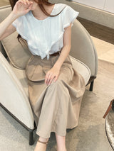 Desman Pintuck Banding Flare Skirt (Belt set)