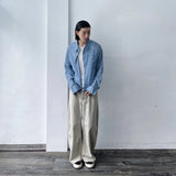 Soft Grid Oversized Shirt