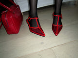 Mesh sling back heels
