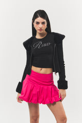 Logo Cubic Crop Top Black