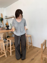 String shirred t-shirt