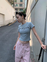 Dachshund Beads Round Short Sleeve T-shirt