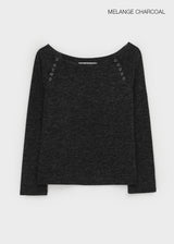 [MADE] Kenneck Knit Button Off-shoulder Long Sleeve T-shirt