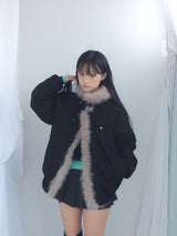 Milkfur high neck suede jumper