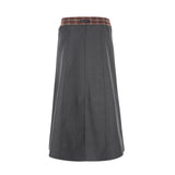 Folded check maxi skirt 003