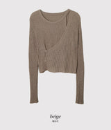 #Wrap Button Layered Knit (3color)
