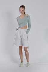 HALTER NECK SHIRRING TOP(MINT)