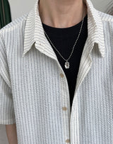 Pet seersucker short-sleeve shirt