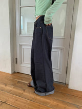 イズミ ノンフェード ワイド ブーツカット デニム パンツ