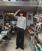 Notch diagonal button layered long sleeve