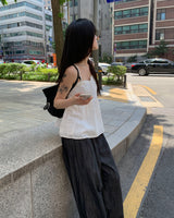 Dart denim wide pants