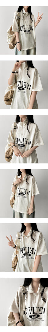 Riven Half Zip-Up Anorak Short Sleeve T-shirt