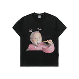 24FW BRUSHING TEETH GIRL BABY FACE SHORT SLEEVE T-SHIRT (OVERSEAS EXCLUSIVE) BLACK