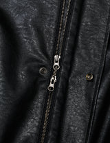 ビーガン レザー フーデッド ジャケット(BLACK)