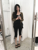 ribbon capri leggings