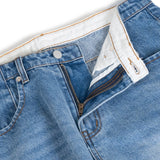 ウォッシングカーブドワイドデニムパンツ　ライトブルー