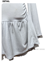 Trendy lace frill long-sleeved shirring T-shirt