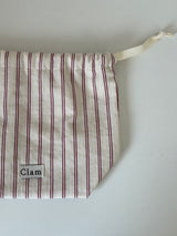 Clam string pouch _ Red stripe