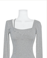 elver slim layer button tee