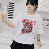ストライプ ユニコーン オーバーフィット 半袖 Tシャツ_WHITE