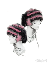  Handmade Crochet Cozy Puppy Ear Hat & Star Ear Warmers（green/pink