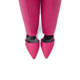 Cut-Out Pull-On Boots Heel(Pink)
