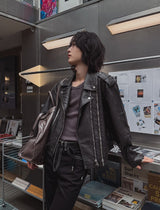エール ヴィンテージ ウォッシュド クロップ ライダー ジャケット