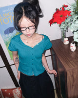 (2color) Wrap Button Wide Banding Pants