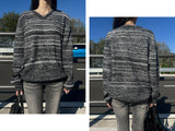 [UNISEX] オーバーフィットミックスレギュラーVネックロングスリーブニット (5 colors)