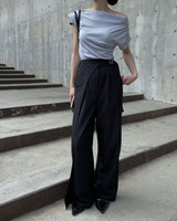 Carbon side buckle wrap slacks