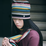 hippie stripe beanie beige